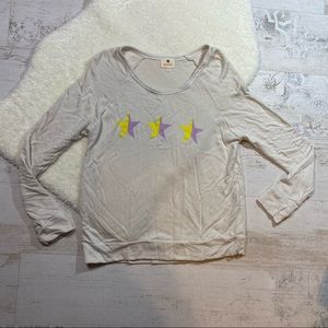 Sundry Yellow and Purple Three Stars Pullover Sweater
